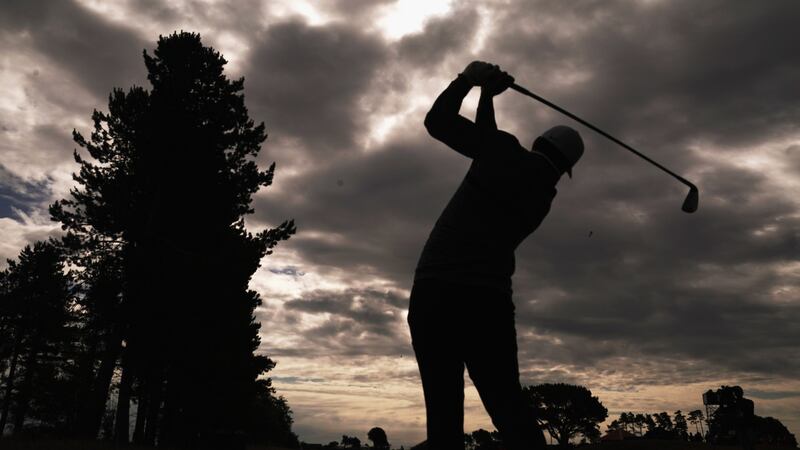 Koepka tees off on the 14th during practice. Photo: Stuart Franklin/Getty Images