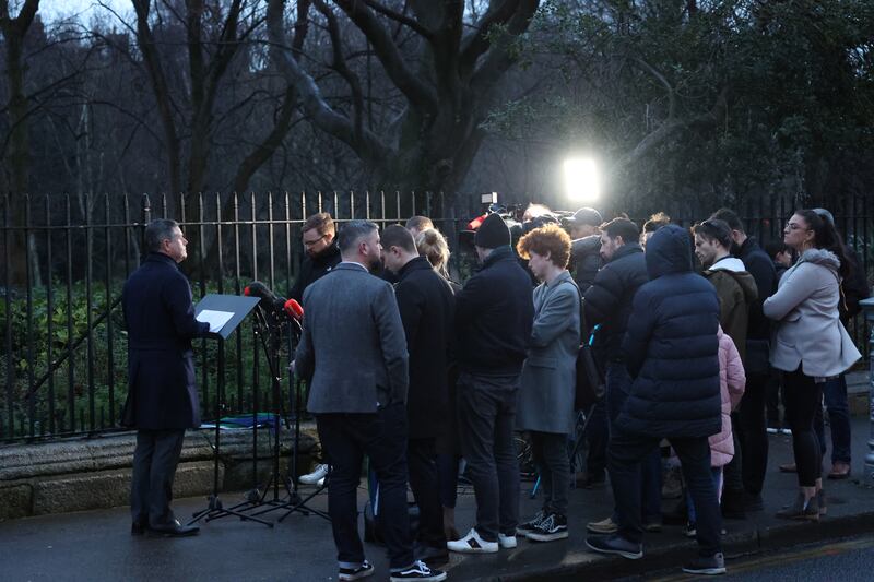 Paschal Donohoe at his press conference, late on Sunday afternoon. Photograph: Nick Bradshaw