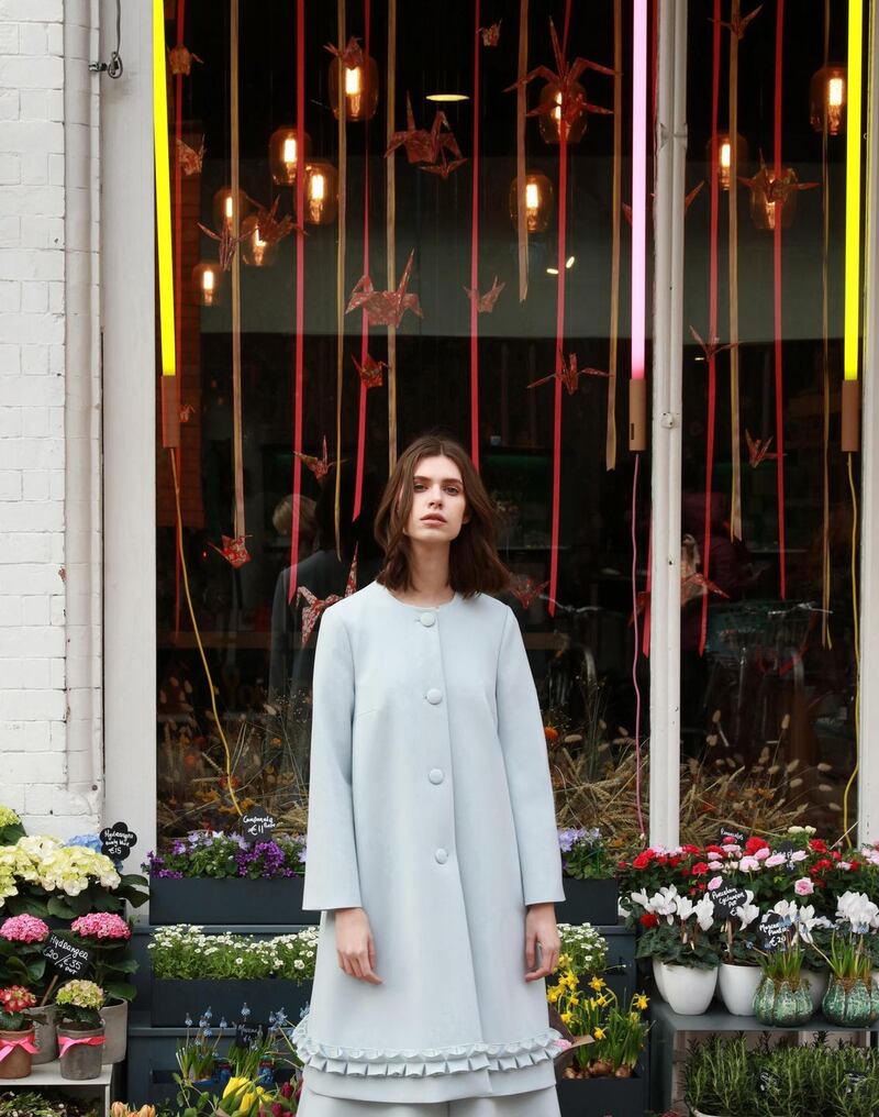 Ribbon detail coat, €370 by Peter O’Brien for Dunnes Stores.
