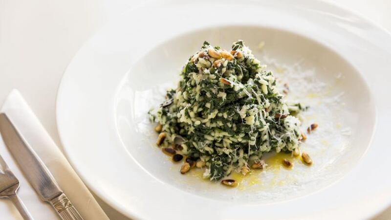 Food you can forage: nettle risotto with sorrel. Photograph: Emma Jervis