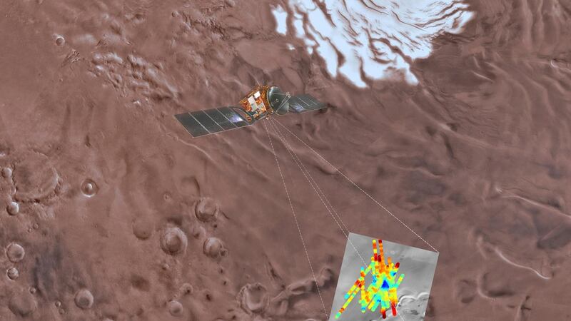 A view of the southern polar plain of Mars where the underground lake was found. Photograph: Davide Coero Borga/ European Space Agency/ National Institute Of Astrophysics via The New York Times.
