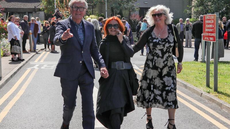 Fair City cast members Brian Murray, Martina Stanley and Una Crawford at the funeral of Karl Shiels at the Church of Our Lady Mother of the Church in Castleknock. Photograph: Colin Keegan/Collins