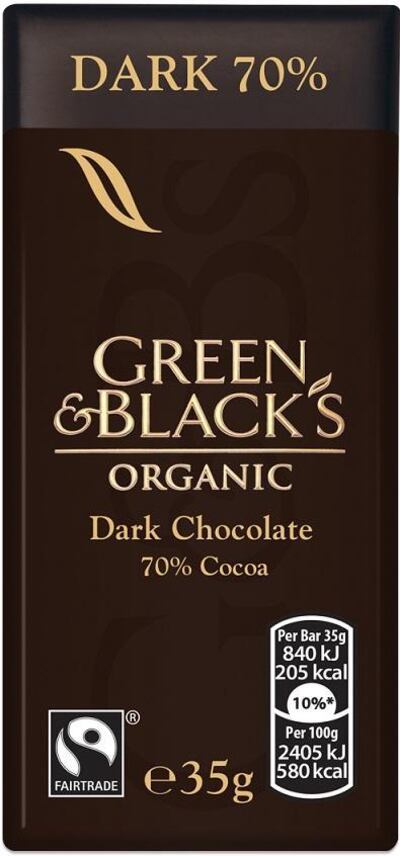 A bar of Green and Black’s 70 per cent dark chocolate is almost 30% sugar