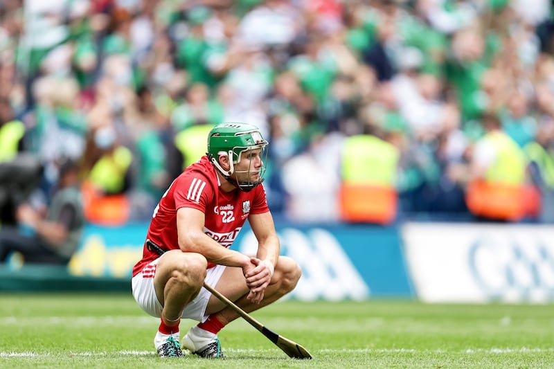 Cork's Alan Cadogan dejected after the game. Photograph: Laszlo Geczo/Inpho