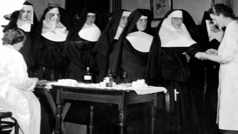 Tuberculin testing in a teacher training college in  1955. Photograph: Royal College of Physicians of Ireland