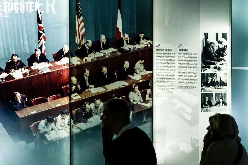 Visitors observe an exhibition in Nuremberg, Germany. Photograph: Filip Singer/EPA