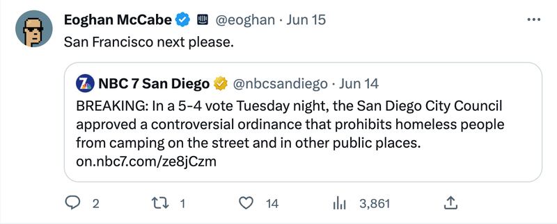 Screenshot from Intercom CEO Eoghan McCabe's Twitter account