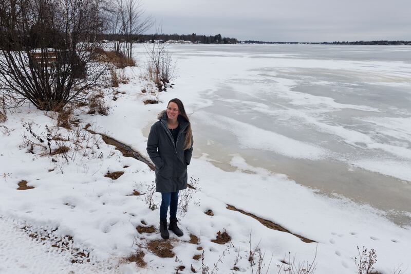 Eva-Marie Nagy-Cloutier outside her house in Hérouxville. She moved here seeking the slower pace of small-town life. Photograph: Nasuna Stuart-Ulin/New York Times