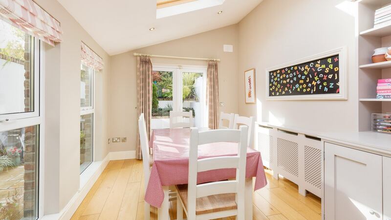 No 56 Hollybank Road, Drumcondra: The dining area is light-filled thanks in part to smart addition of a roof light to stream light in from above.