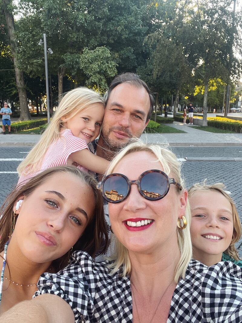 Wendy Aldridge with, clockwise from left,  daughters Ida (15) and Elodie (6), husband James and son Arlie (12)