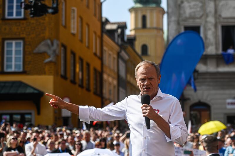 On Sunday, about half a million people marched through Warsaw, organised by Donald Tusk's Civil Platform party. Photograph: Omar Marques/Getty Images News