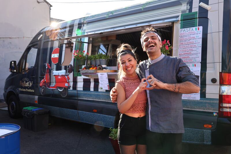 Marcela Castillo and Andrea Conti at Pastiamo Truckttoria, Grand Canal Street Lower, Dublin. Photograph: Dara Mac Dónaill









