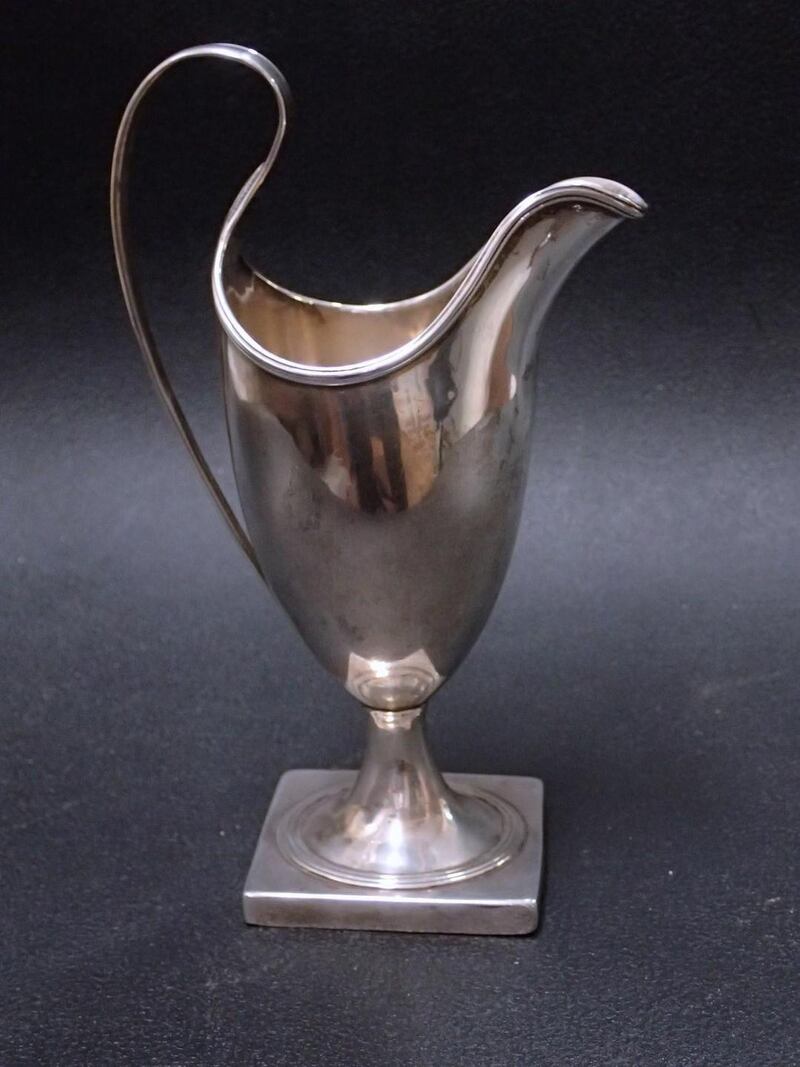 Cork silver pedestal cream jug, John Weldon (€300-€500).