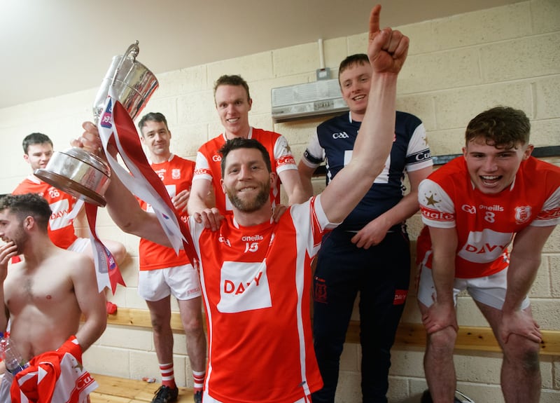Cuala's Shane Stapleton celebrates after Cuala's victory in the 2018 All-Ireland final. Photograph: James Crombie/Inpho