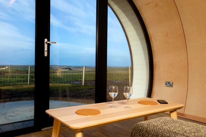 Further Space Glamping Pods at Ballycastle sleep two adults and two children – with the kids in bunk beds. Photograph: Sean Flynn