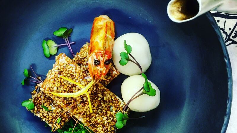 Takashi Miyazaki’s prawn, sesame tofu and dashi broth