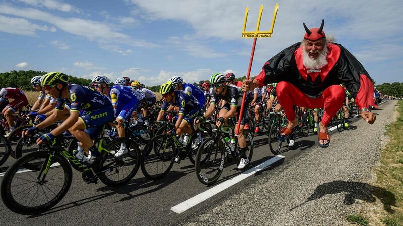 ‘El Diablo’ greets up on the seventh stage. Photo: Getty Images