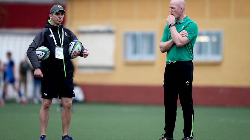 Noel McNamara with Paul O’Connell during their time working together with the Ireland U-20s. Photograph: Ryan Byrne/Inpho