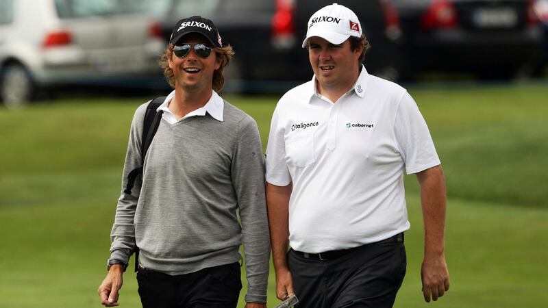 Neil Manchip with Shane Lowry ahead of the 2010 Irish Open. Photograph: Cathal Noonan/Inpho
