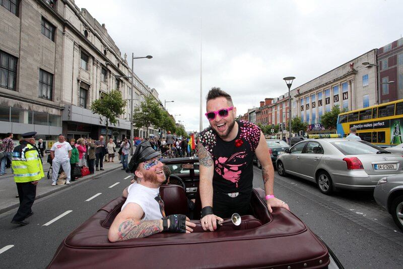 Michael Barron and his husband Jaime Nanci when Barron was Grand Marshall for the Pride parade in 2011