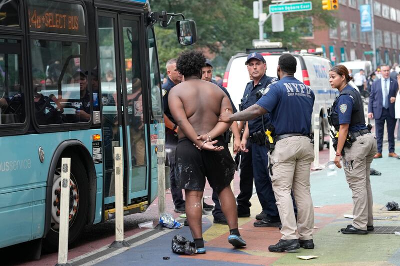 Of those arrested following the disorder in Union Square, 30 were juveniles. Photograph: Mary Altaffer/AP