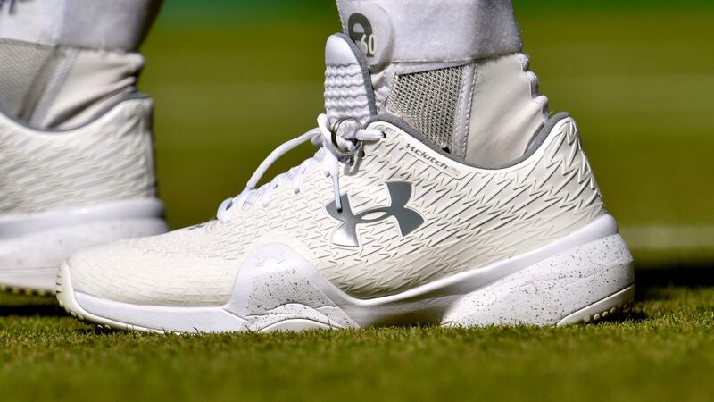Andy Murray links his wedding ring into his laces when in action. Photograph: Toby Melville/PA Wire
