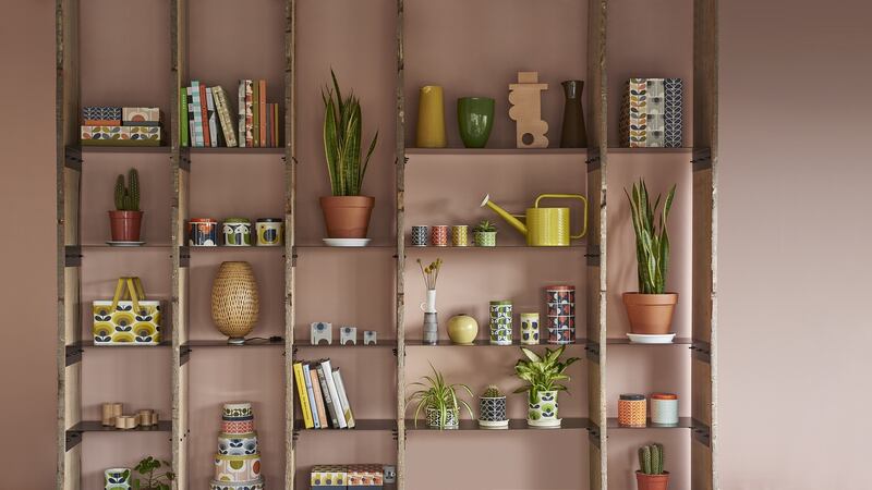 Orla Kiely at home: shelving unit bought from the Crafts Council of Ireland