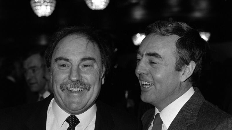 Ian St John pictured alongside his TV sidekick Jimmy Greaves in 1986. Photograph: PA Wire