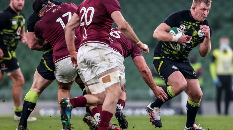 John Ryan in action for Ireland against Georgia during the Autumn Nations Cup. Photograph: Dan Sheridan/Inpho
