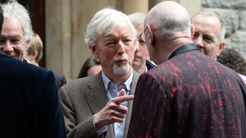 Dr John Hegarty, former provost of TCD and chair of The Irish Times Trust,     at the funeral. Photograph: Alan Betson/The Irish Times