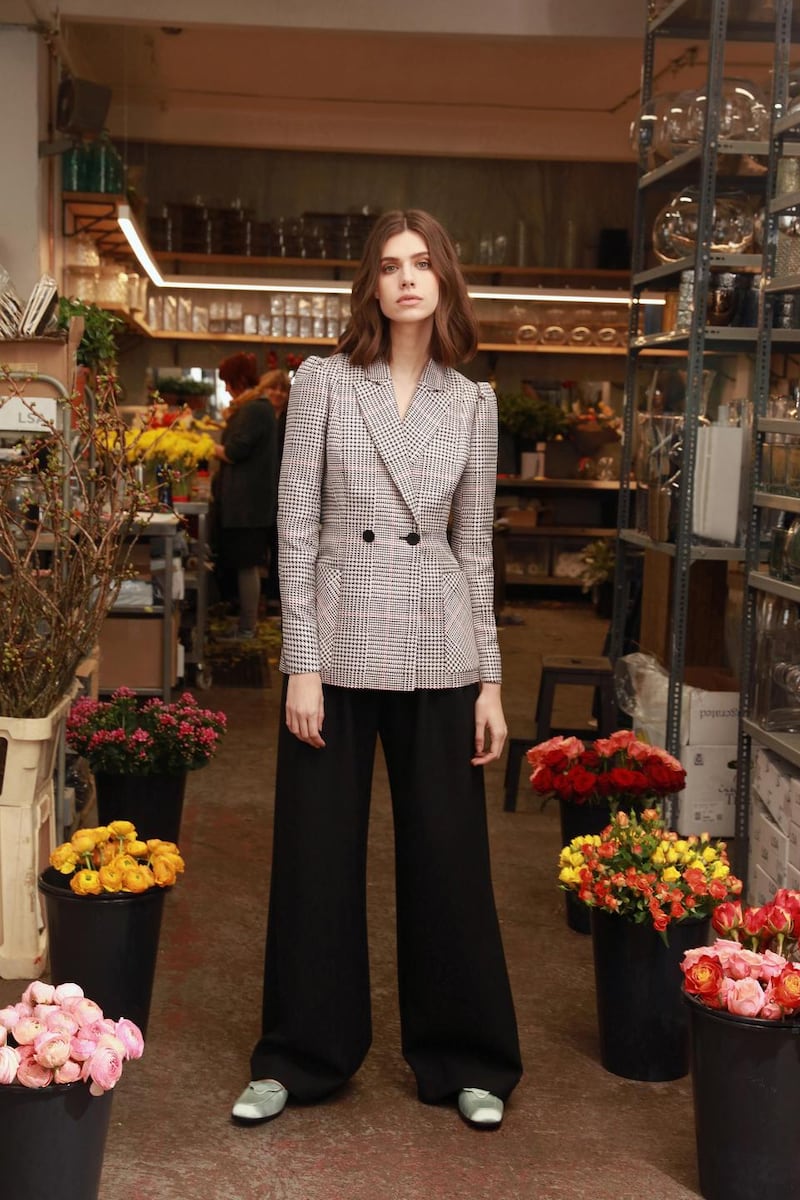 Check jacket,  €290, wide-leg trousers €150 by Peter O’Brien for Dunnes Stores
