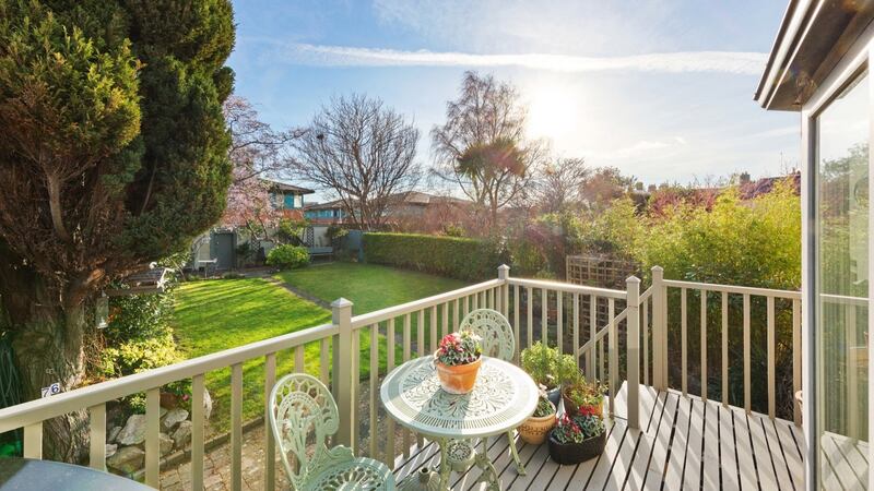 Deck with steps to garden