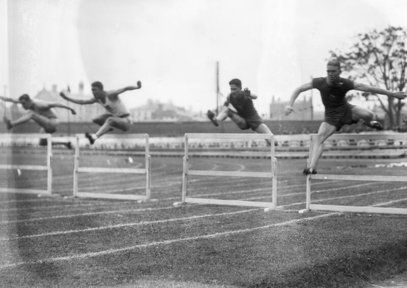 A hurdles race in the 1924 Tailteann Games. Photograph: Independent News And Media/Getty Images