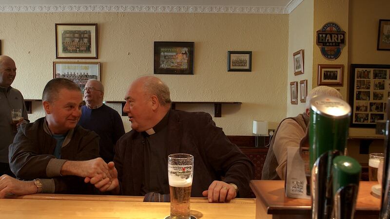 Fr Kevin McNamara in Enrights Bar, Moyvane, Co Kerry