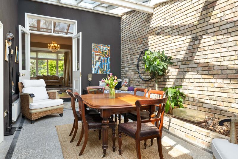 Sunroom with terrazzo floor