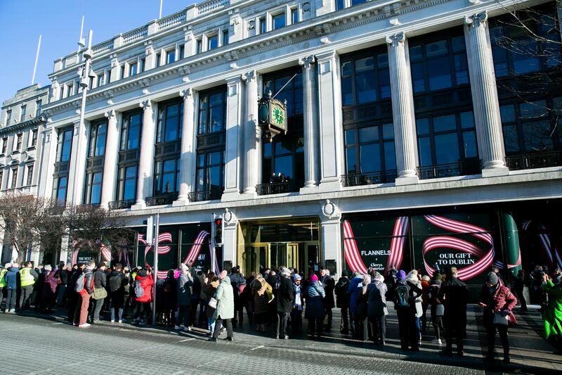 People gather at Clerys on Tuesday. Photograph: Gareth Chaney/ Collins Photos