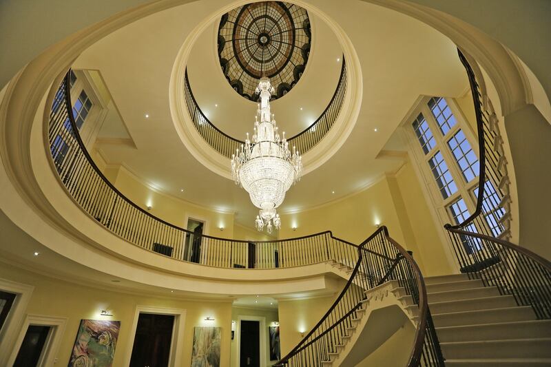 Landing and rotunda with  chandelier