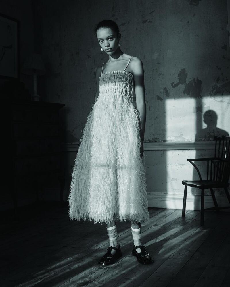 Feather trim shirred lame midi dress €475 by Ganni at matches.com