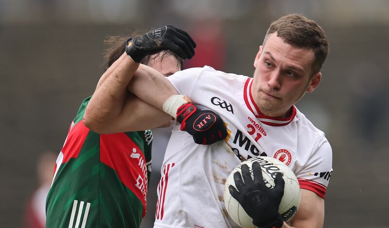 Tyrone's Conn Kilpatrick is back in harness, in front of a reconfigured defence. Photograph: James Crombie/Inpho