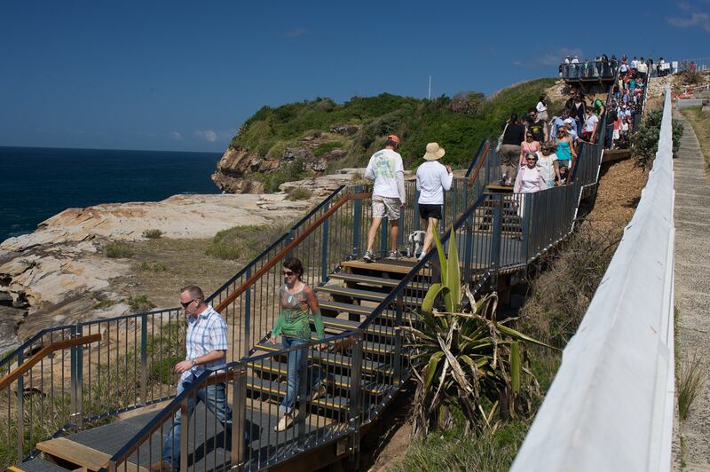 A pathway along the popular coastal walk that links Coogee to Bondi in Syndey. Photograph: Jon Reid/Sydney Morning Herald/Fairfax Media via Getty Images