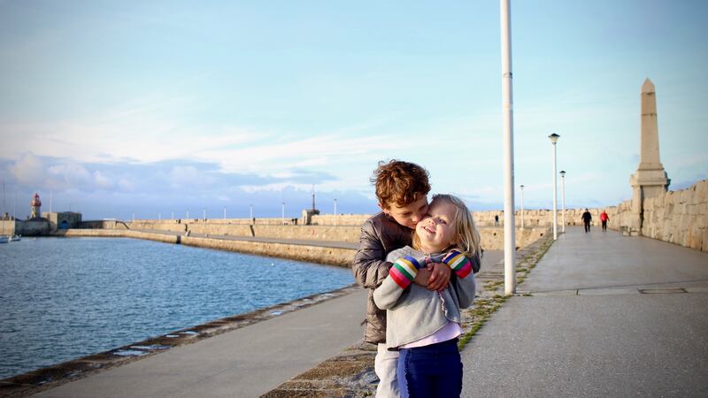 Mae and Jack on the south pier in Dún Laoghaire, a new Sunday tradition