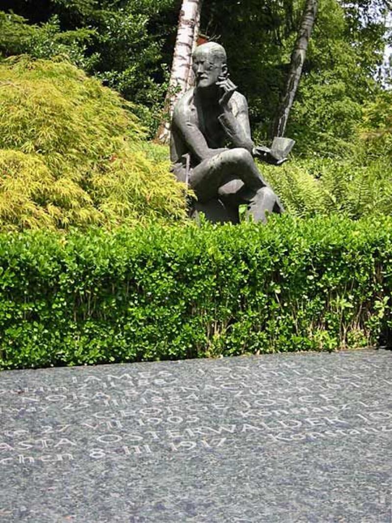 James Joyce: the writer’s grave in Zurich, with a sculpture by Milton Hebald