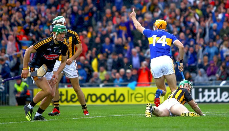 Tipperary’s Séamus Callanan celebrates scoring his side's second goal against Kilkenny in the 2019 All-Ireland final. Photograph: James Crombie/Inpho
