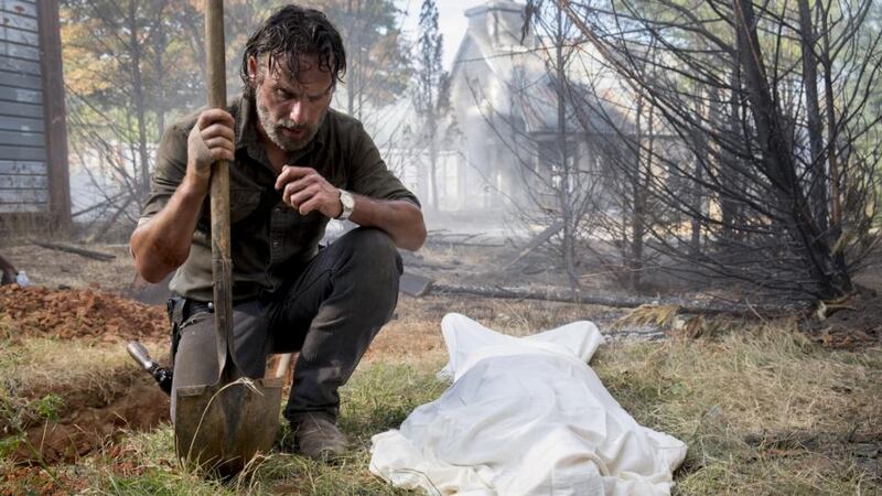 Dud dad: Andrew Lincoln as Rick Grimes in The Walking Dead – probably not the best person to go to for fathering advice
