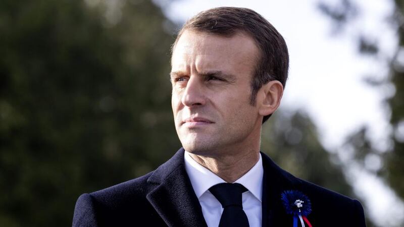 French president Emmanuel Macron looks on as he visits the Point X monument in Les Eparges, eastern France, on November 6th, 2018 Photograph: Etienne Laurent/Pool/AFP/Getty Images