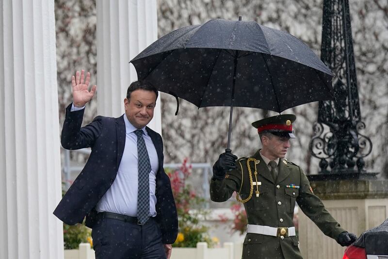 Leo Varadkar leaving Áras an Uachtaráin after tendering his resignation as Taoiseach to President Michael D Higgins. Photograph: Niall Carson/PA Wire