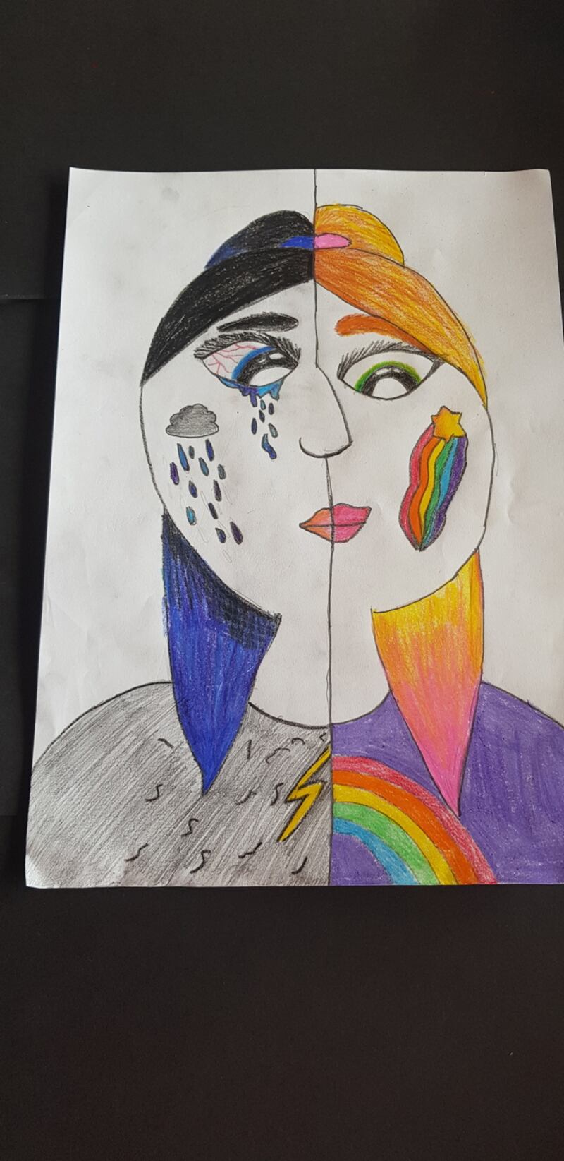 Mixed Emotions by Catherine Vaughan’s daughter, Lucy (11): ‘I’m in lockdown. Sometimes, I feel so happy to be free from routine. There are times when I feel sad thinking about all the people I miss so much and I cannot visit. I wish coronavirus would disappear.’