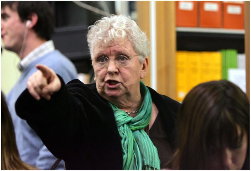 Nell McCafferty addresses former Archbishop Diarmuid Martin at Bishops' press conference following the publication of the Dublin Archdiocese Commission of Investigation Report. Photograph: Bryan O'Brien