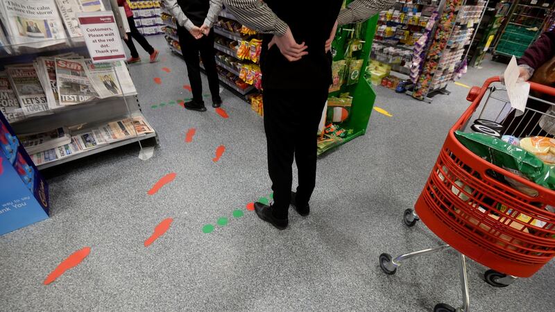 Social distancing in a Dublin supermarket.