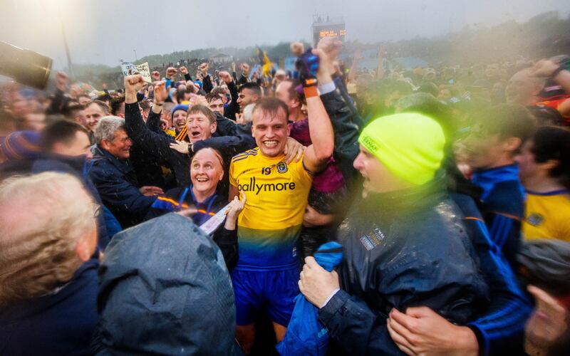 Roscommon's Enda Smith celebrates with fans after their 2019 win over Mayo in the Connacht championship. Photograph: Ryan Byrne/Inpho